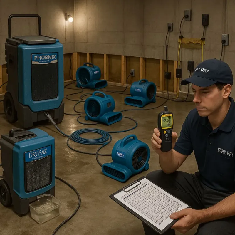 Structural Drying and Dehumidification process in Rossmoor, CA